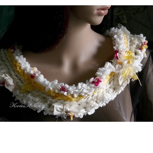 MYSTERY / POMPADOUR - art shawl - exkluzív horgolt design körsál, gallér, Ruha & Divat, Sál, Sapka, Kendő, Sál, Horgolás, Mindenmás, MESKA