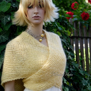 MOHAIR-VANILIA - exkluzív kézzel kötött vállkendő, Ruha & Divat, Sál, Sapka, Kendő, Vállkendő, Kötés, MESKA