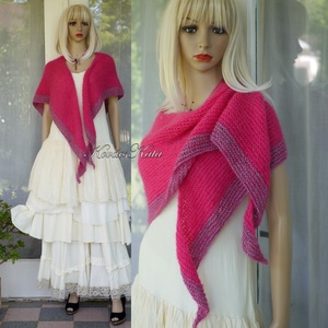SELLŐ-KENDŐ / ciklámen - exkluzív kézzel kötött luxus silk-mohair vállkendő , Ruha & Divat, Sál, Sapka, Kendő, Vállkendő, Kötés, MESKA