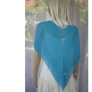 HABKENDŐ / türkiz - exkluzív kézzel kötött silk mohair + alpaka-lace vállkendő  - ruha & divat - sál, sapka, kendő - vállkendő - Meska.hu