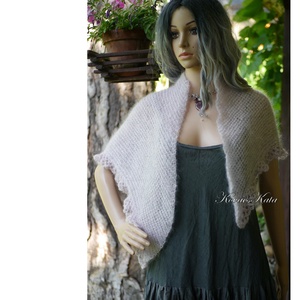 HABKENDŐ / púder - exkluzív kézzel kötött silk mohair vállkendő  - ruha & divat - sál, sapka, kendő - vállkendő - Meska.hu