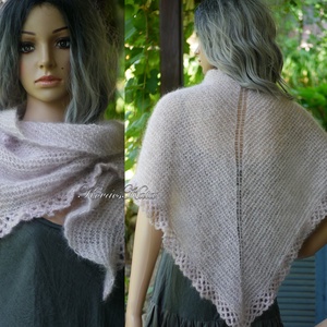 HABKENDŐ / púder - exkluzív kézzel kötött silk mohair vállkendő  - ruha & divat - sál, sapka, kendő - vállkendő - Meska.hu