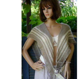 HABKENDŐ / bézs - exkluzív kézzel kötött silk mohair vállkendő , Ruha & Divat, Sál, Sapka, Kendő, Vállkendő, Kötés, MESKA