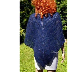 HABKENDŐ / éjkék - exkluzív kézzel kötött flitteres silk mohair vállkendő  - ruha & divat - sál, sapka, kendő - vállkendő - Meska.hu
