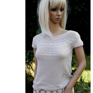 PIUME / shell - exkluzív kézzel kötött azsúros kasmír pulóver - ruha & divat - női ruha - pulóver - Meska.hu