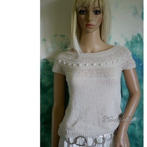 PIUME / shell - exkluzív kézzel kötött azsúros kasmír pulóver - ruha & divat - női ruha - pulóver - Meska.hu