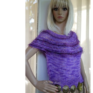 KOKTÉLPARTY - egyedileg kézzel festett selyemfonalból kézzel kötött alkalmi pulóver / violet - ruha & divat - női ruha - pulóver - Meska.hu