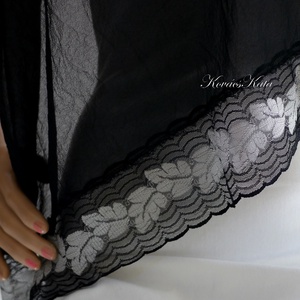 CHIFFON STÓLA / leveles - exkluzív csipkés hernyóselyem sál / fekete - ruha & divat - sál, sapka, kendő - sál - Meska.hu