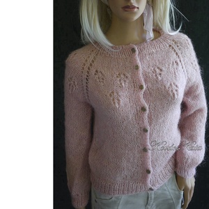 CANDY / púder - exkluzív kézzel kötött mohair-kardigán, pulóver - Meska.hu