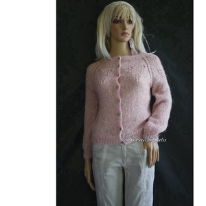 CANDY / púder - exkluzív kézzel kötött mohair-kardigán, pulóver - ruha & divat - női ruha - pulóver - Meska.hu
