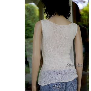 SILK TOP - exkluzív selyem-merinó kézzel kötött csipke felső, pulóver / fehér - ruha & divat - női ruha - pulóver - Meska.hu