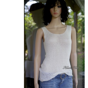 SILK TOP - exkluzív selyem-merinó kézzel kötött csipke felső, pulóver / fehér - ruha & divat - női ruha - pulóver - Meska.hu