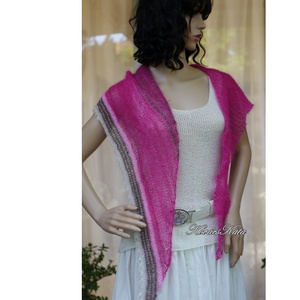 ASTER KENDŐ / magenta - exkluzív kézzel kötött luxus silk-mohair vállkendő  - ruha & divat - sál, sapka, kendő - vállkendő - Meska.hu