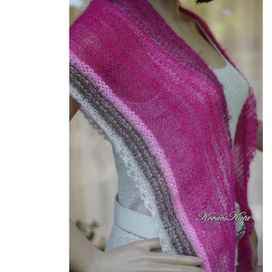 ASTER KENDŐ / magenta - exkluzív kézzel kötött luxus silk-mohair vállkendő  - ruha & divat - sál, sapka, kendő - vállkendő - Meska.hu