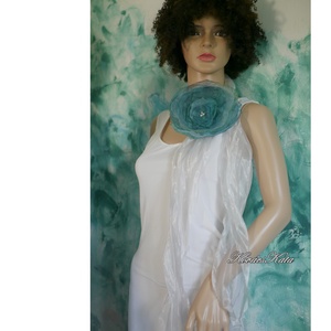 ORGANZA-RÓZSA  ezüst öv-sál, textil-ékszer, bross... / óceán - ékszer - kitűző és bross - Meska.hu