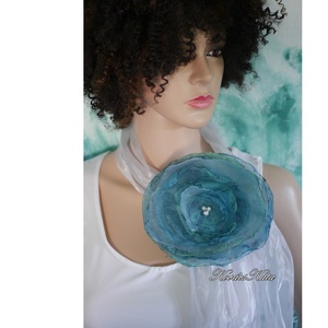 ORGANZA-RÓZSA  ezüst öv-sál, textil-ékszer, bross... / óceán - Meska.hu