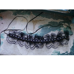 CSIPKE CHOKER - vintage textilékszer, gyöngyös goth statement nyakék  - ékszer - nyaklánc - statement nyaklánc - Meska.hu
