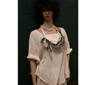 VERONA / jade és türkiz - art to wear textilékszer - ékszer - nyaklánc - statement nyaklánc - Meska.hu