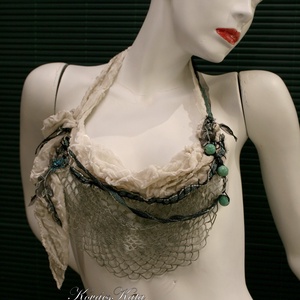 VERONA / jade és türkiz - art to wear textilékszer - ékszer - nyaklánc - statement nyaklánc - Meska.hu