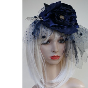  FASCINATOR / kékrózsa  - PIN-UP alkalmi kalapka, fejdísz - ruha & divat - hajdísz & hajcsat - hajdísz - Meska.hu