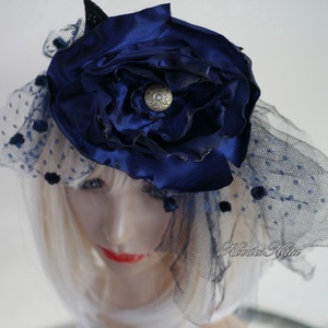 FASCINATOR / kékrózsa  - PIN-UP alkalmi kalapka, fejdísz - Meska.hu