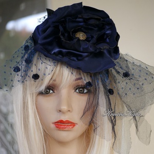 FASCINATOR / kékrózsa  - PIN-UP alkalmi kalapka, fejdísz - ruha & divat - hajdísz & hajcsat - hajdísz - Meska.hu