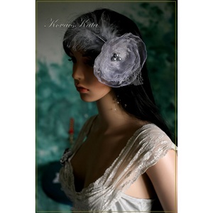  FASCINATOR / ezüstrózsa  - PIN-UP organza kalapka, fejdísz - ruha & divat - hajdísz & hajcsat - hajdísz - Meska.hu