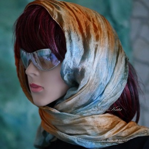 PONGE SELYEMSÁL - batikolt, gyűrt 100% hernyóselyem sál / tunisz KÉSZLETEN - ruha & divat - sál, sapka, kendő - kendő - Meska.hu