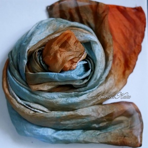 PONGE SELYEMSÁL - batikolt, gyűrt 100% hernyóselyem sál / tunisz KÉSZLETEN - ruha & divat - sál, sapka, kendő - kendő - Meska.hu