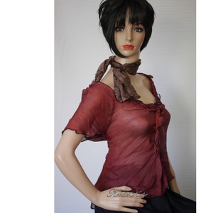 ARTSY CHIFFON-blúz - exkluzív kézzel festett 100% selyem felső KÉSZLETEN - ruha & divat - női ruha - blúz - Meska.hu