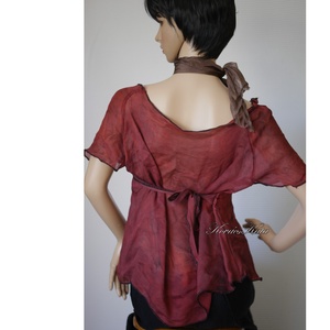 ARTSY CHIFFON-blúz - exkluzív kézzel festett 100% selyem felső KÉSZLETEN - ruha & divat - női ruha - blúz - Meska.hu