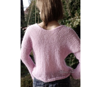 POLLY LUX / setasuri - exkluzív babysuri silk kézzel kötött design pulóver / málnahab KÉSZLETEN - ruha & divat - női ruha - pulóver - Meska.hu