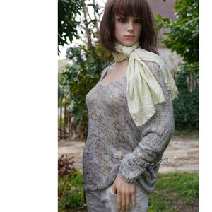 HABOTAI SELYEMSÁL - batikolt 100% hernyóselyem sál / pasztell zöldessárga - ruha & divat - sál, sapka, kendő - kendő - Meska.hu