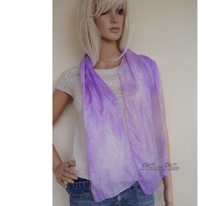 PONGE SELYEMSÁL - batikolt, gyűrt 100% hernyóselyem sál / orgona - ruha & divat - sál, sapka, kendő - kendő - Meska.hu