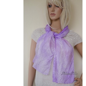 PONGE SELYEMSÁL - batikolt, gyűrt 100% hernyóselyem sál / orgona - ruha & divat - sál, sapka, kendő - kendő - Meska.hu