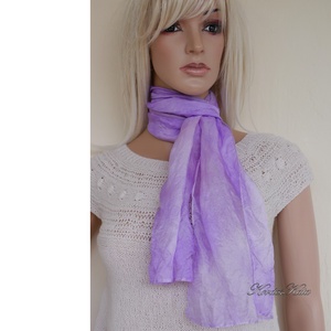 PONGE SELYEMSÁL - batikolt, gyűrt 100% hernyóselyem sál / orgona - Meska.hu