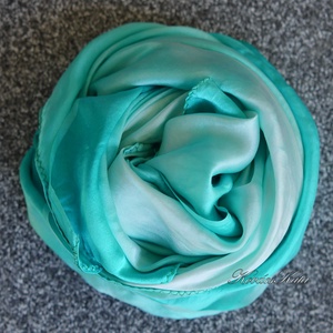 SATEN SELYEMKENDŐ - exkluzív 100% hernyóselyem batikolt kendő / bright aqua - ruha & divat - sál, sapka, kendő - kendő - Meska.hu