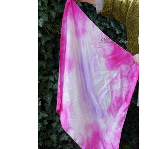 SATEN SELYEMKENDŐ - exkluzív 100% hernyóselyem batikolt kendő / ciklámen lilával - ruha & divat - sál, sapka, kendő - kendő - Meska.hu