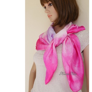 SATEN SELYEMKENDŐ - exkluzív 100% hernyóselyem batikolt kendő / ciklámen lilával - ruha & divat - sál, sapka, kendő - kendő - Meska.hu