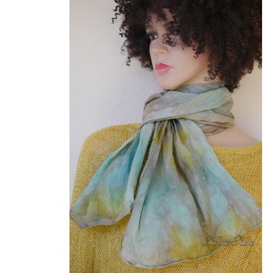 HABOTAI SELYEMSÁL - batikolt 100% hernyóselyem sál / tópart - Meska.hu