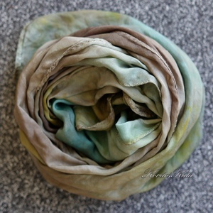 HABOTAI SELYEMSÁL - batikolt 100% hernyóselyem sál / tópart - ruha & divat - sál, sapka, kendő - kendő - Meska.hu