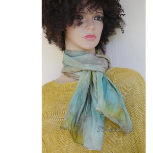 HABOTAI SELYEMSÁL - batikolt 100% hernyóselyem sál / tópart - ruha & divat - sál, sapka, kendő - kendő - Meska.hu