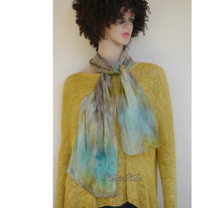 HABOTAI SELYEMSÁL - batikolt 100% hernyóselyem sál / tópart - ruha & divat - sál, sapka, kendő - kendő - Meska.hu