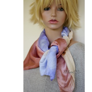 SATEN SELYEMKENDŐ - exkluzív 100% hernyóselyem batikolt kendő / trikolor - Meska.hu