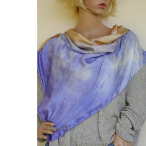 SATEN SELYEMKENDŐ - exkluzív 100% hernyóselyem batikolt kendő / trikolor - ruha & divat - sál, sapka, kendő - kendő - Meska.hu