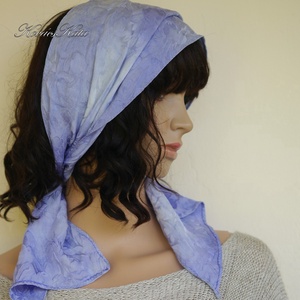 TULIPÁNOS SELYEMSÁL - exkluzív jacquard 100% hernyóselyem batikolt sál / égkék - ruha & divat - sál, sapka, kendő - sál - Meska.hu