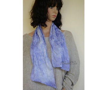 TULIPÁNOS SELYEMSÁL - exkluzív jacquard 100% hernyóselyem batikolt sál / égkék - ruha & divat - sál, sapka, kendő - sál - Meska.hu