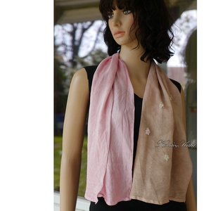 KREPP-SELYEMSÁL - exkluzív 100% hernyóselyem batikolt sál / felemás púderes - ruha & divat - sál, sapka, kendő - sál - Meska.hu