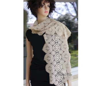 EKRÜ CSIPKE STÓLA - vintage mintás sál - Meska.hu