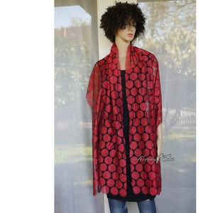 PÖTTYÖS - tüllcsipke stóla / piros - ruha & divat - sál, sapka, kendő - stóla - Meska.hu